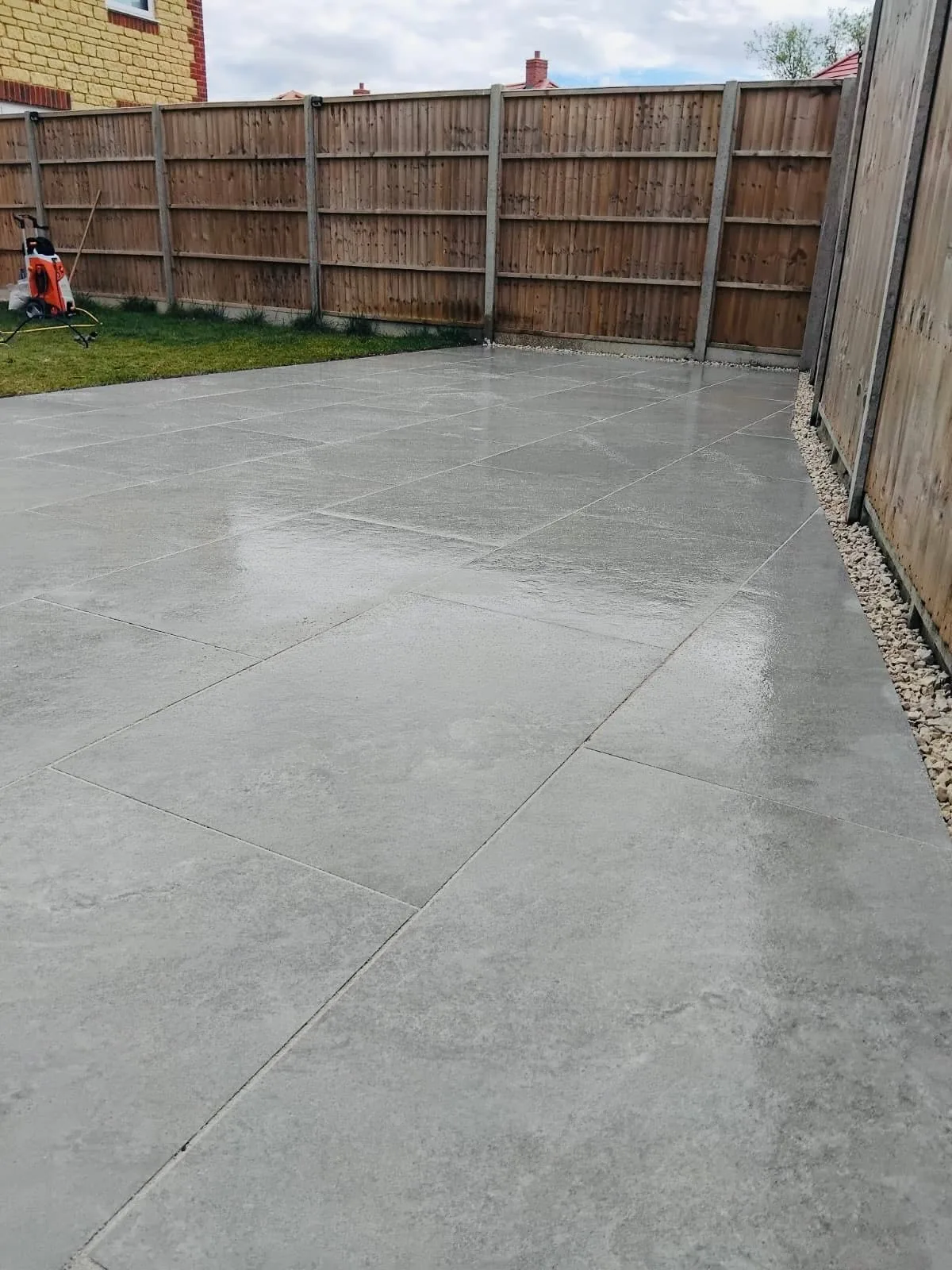bellezza fino porcelain patio finished high wycombe - Double Bellezza Fino Porcelain Patio Installation in High Wycombe