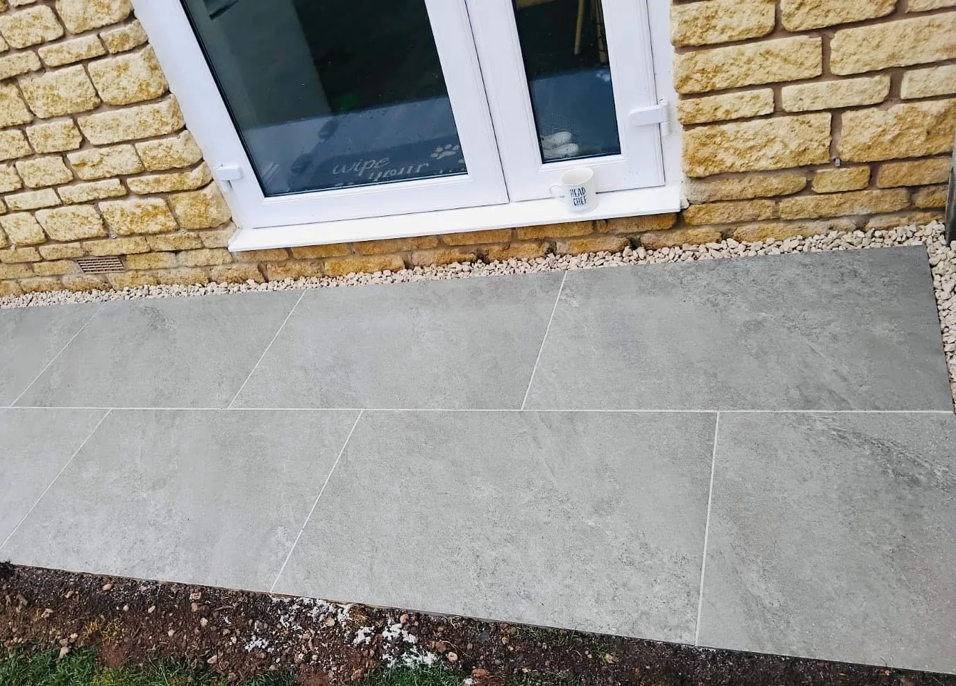 porcelain paving door threshold detail high wycombe - Double Bellezza Fino Porcelain Patio Installation in High Wycombe