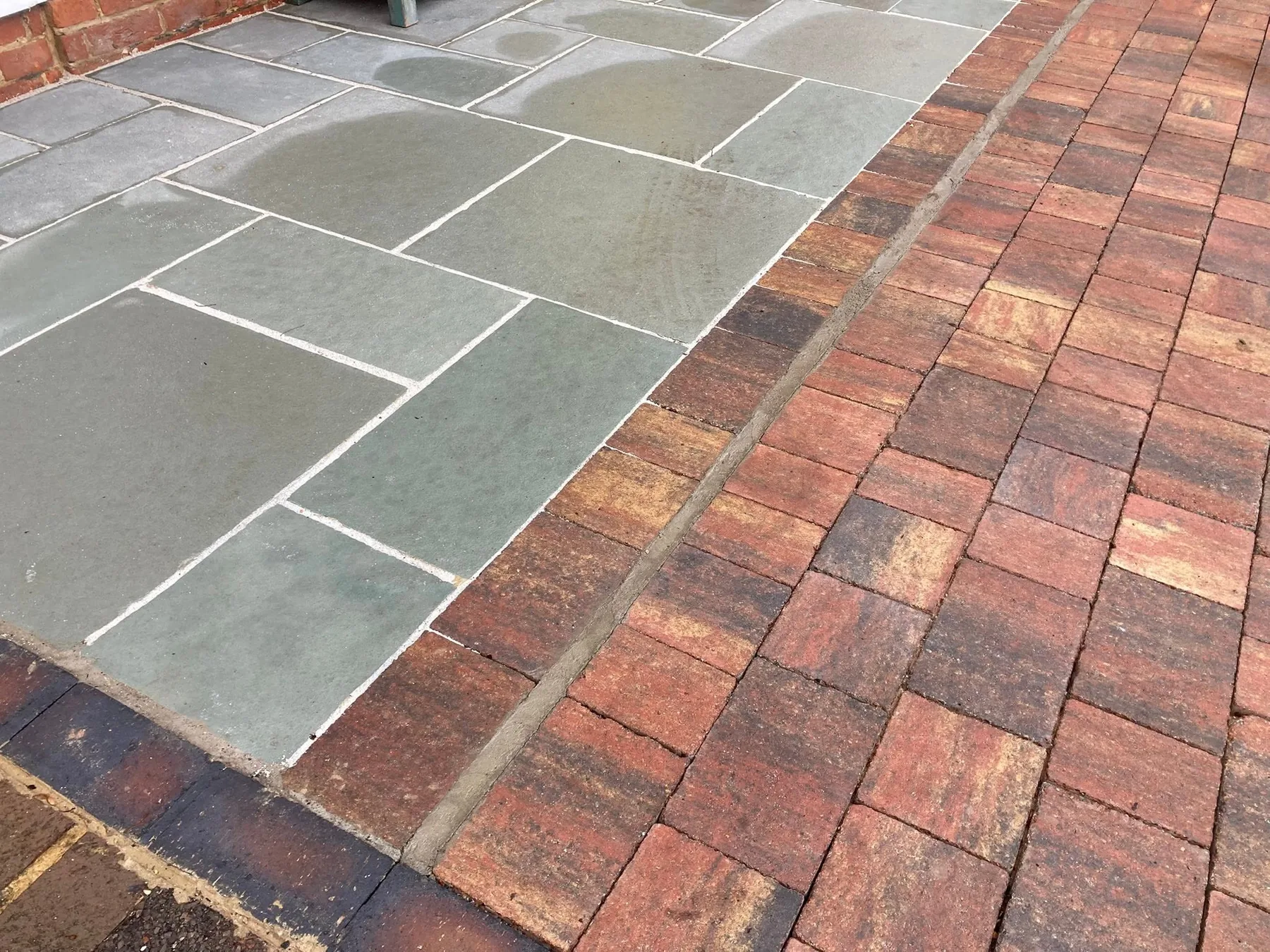 block paving and limestone driveway detail high wycombe - Block Paving Driveway with Limestone Entrance in High Wycombe