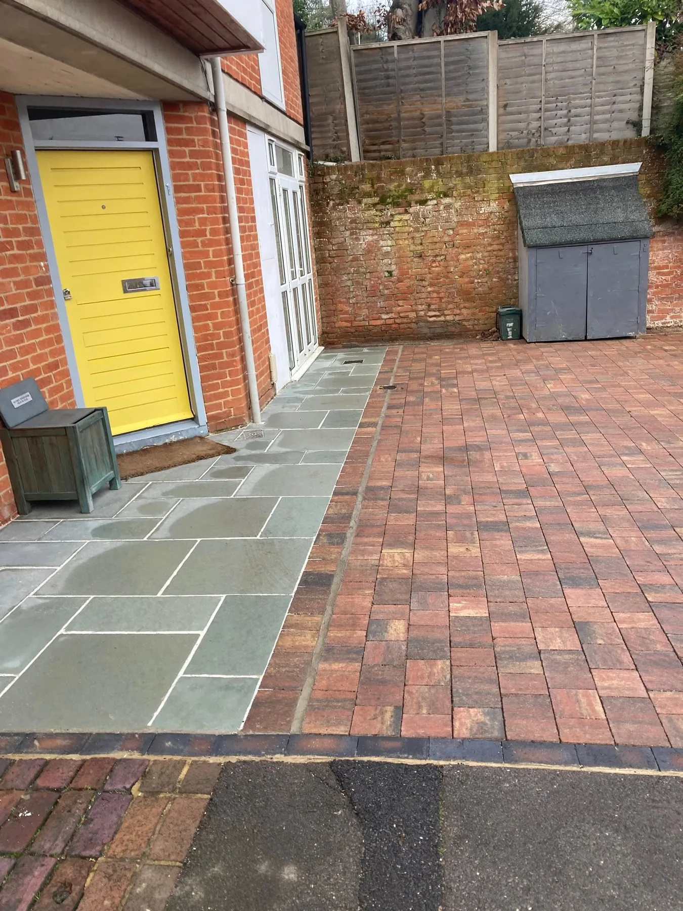 limestone porch entrance block paving high wycombe - Block Paving Driveway with Limestone Entrance in High Wycombe