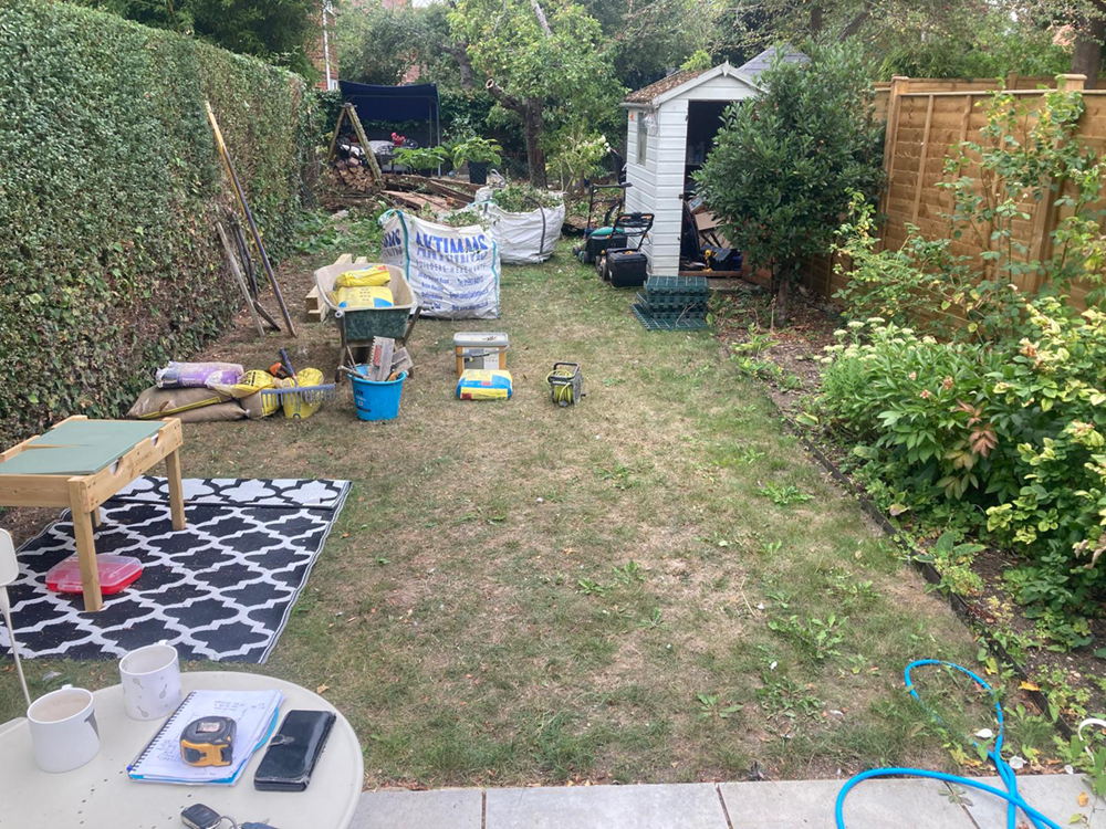 before - Complete Garden Transformation with Porcelain Patio