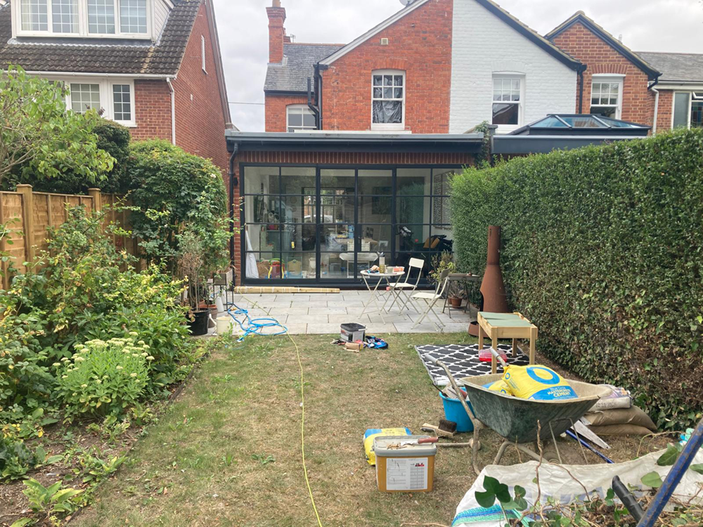 before - Complete Garden Transformation with Porcelain Patio