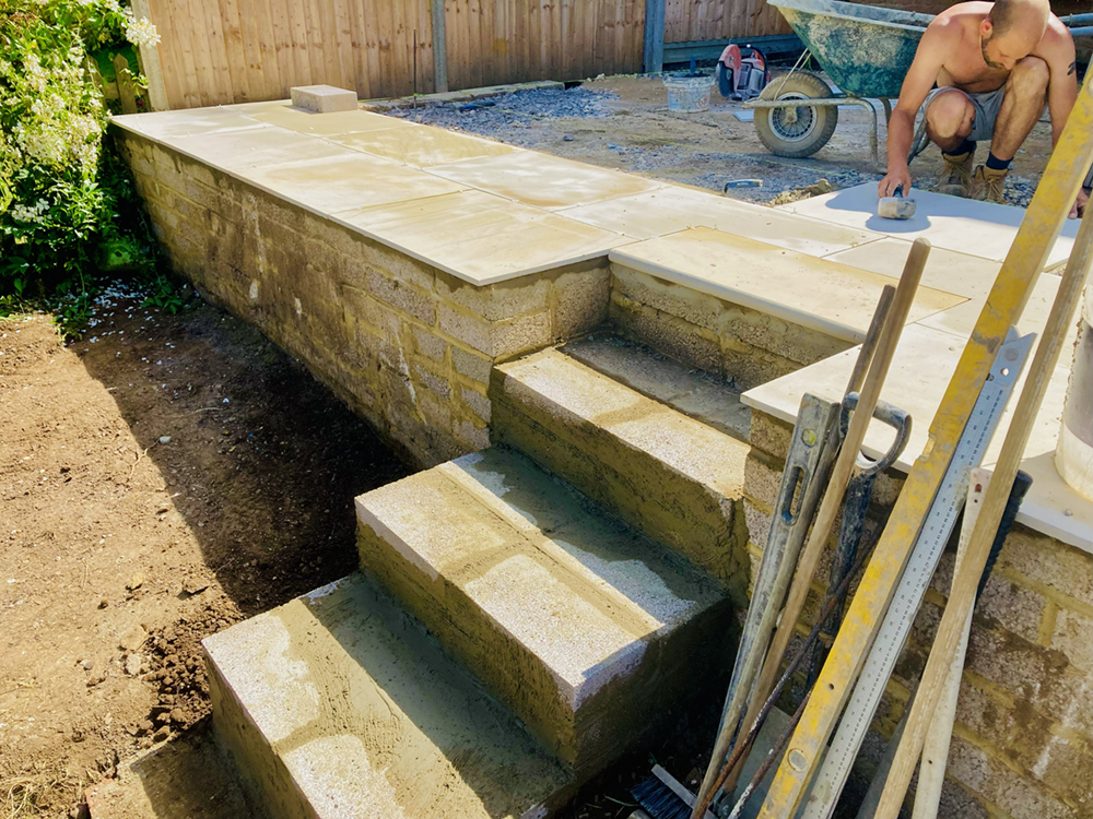 IMG_ - Raised Patio with Retaining Wall and Steps
